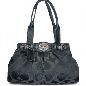 Coach Garnet Black Signature Turn-lock Handbag EUC!